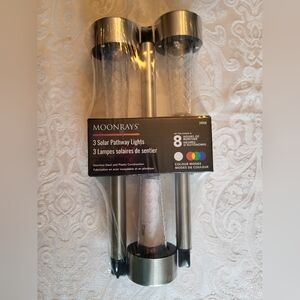 2 × 3-Pack Stainless Steel White/Colour Solar LED Stake Lights, 6 Stakes Total